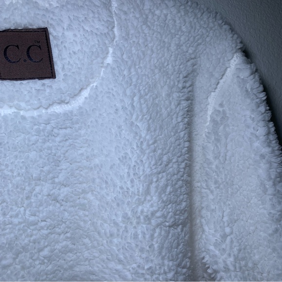 Girlie Girl Originals Medium White Sherpa Half Zip Pullover Pink Collar - Picture 14 of 14